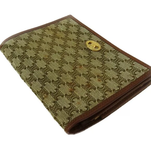 Celine Bi -fold Wallet Macadam Beige Canvas x Leather Authentic USED - Picture 3 of 10